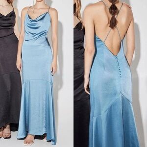 Elliatt Aisle Satin Slipdress in Sapphire